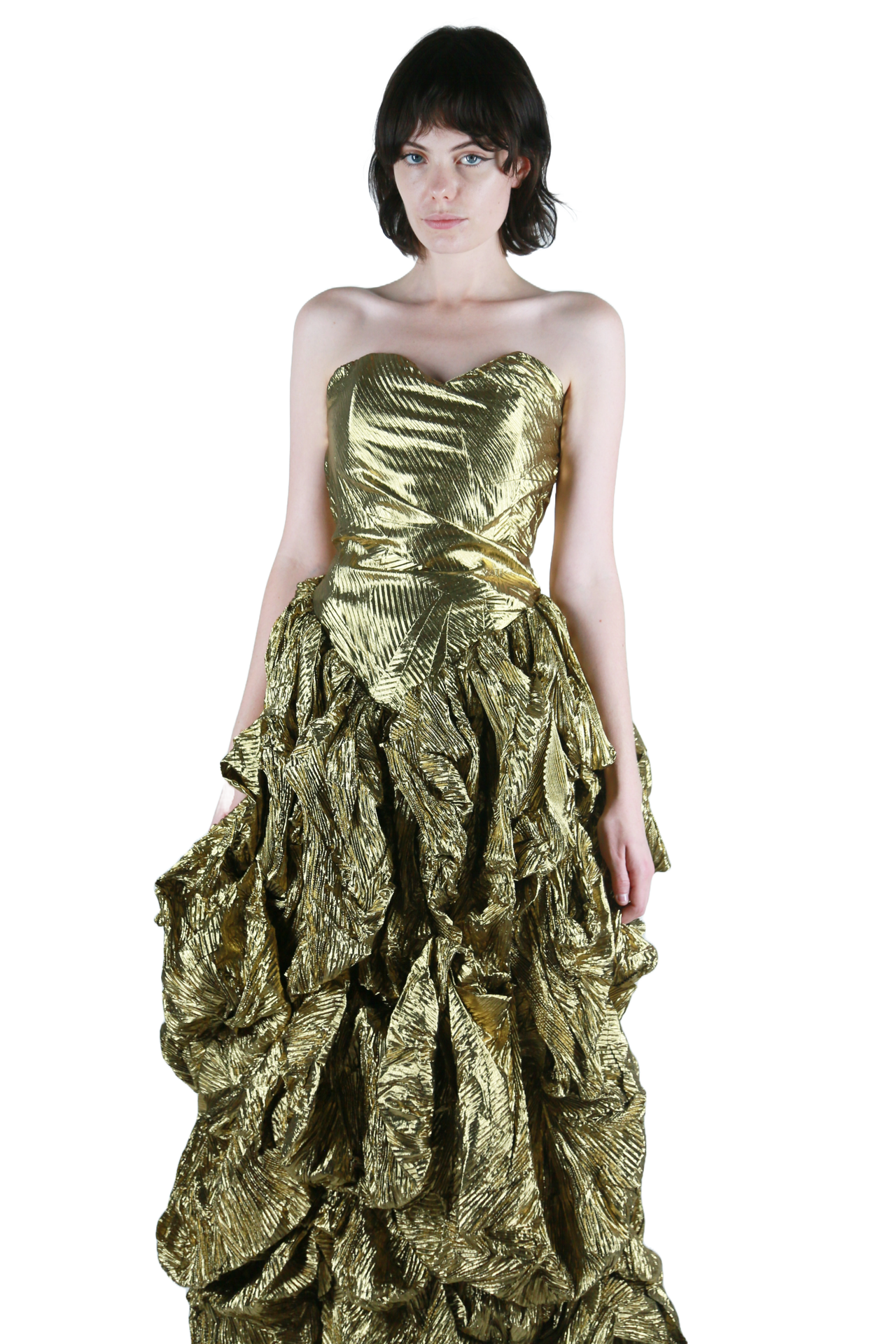Gold Lamé Sculptural Gown