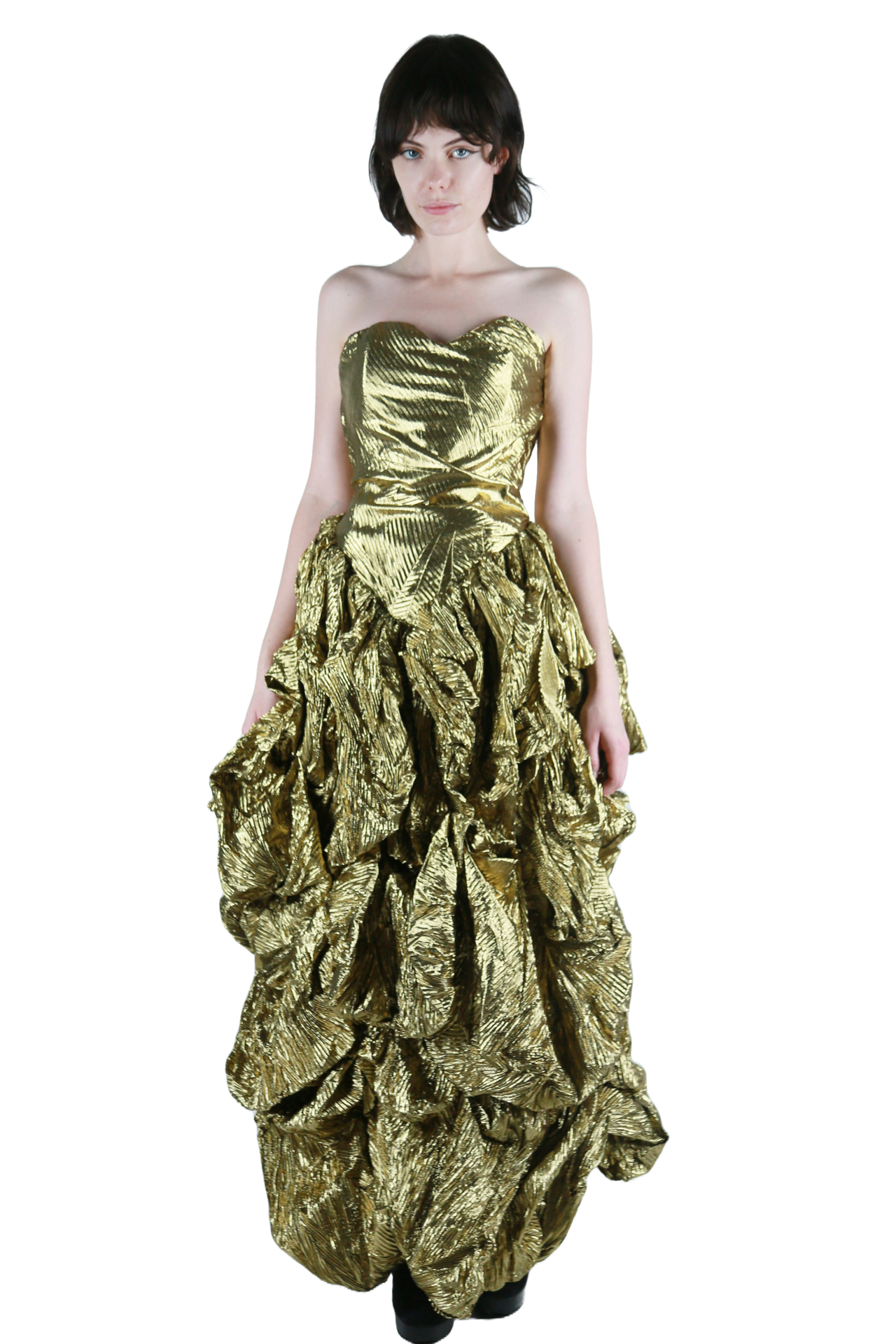 Gold Lamé Sculptural Gown