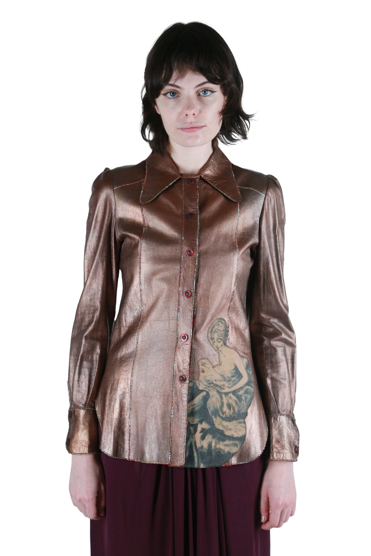 Roberto Cavali Attributed Metallic Leather Jacket