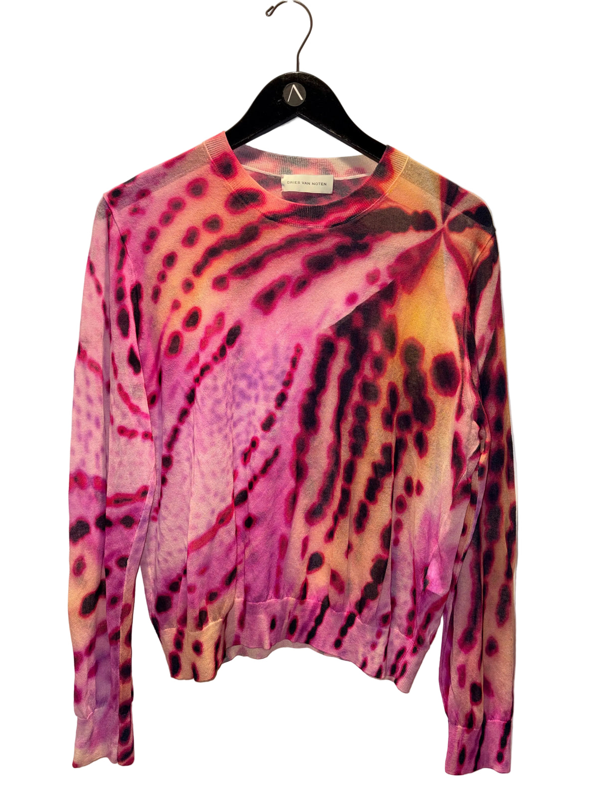 Dries Van Noten Spring 2025 Orchid Graphic Mesh Top