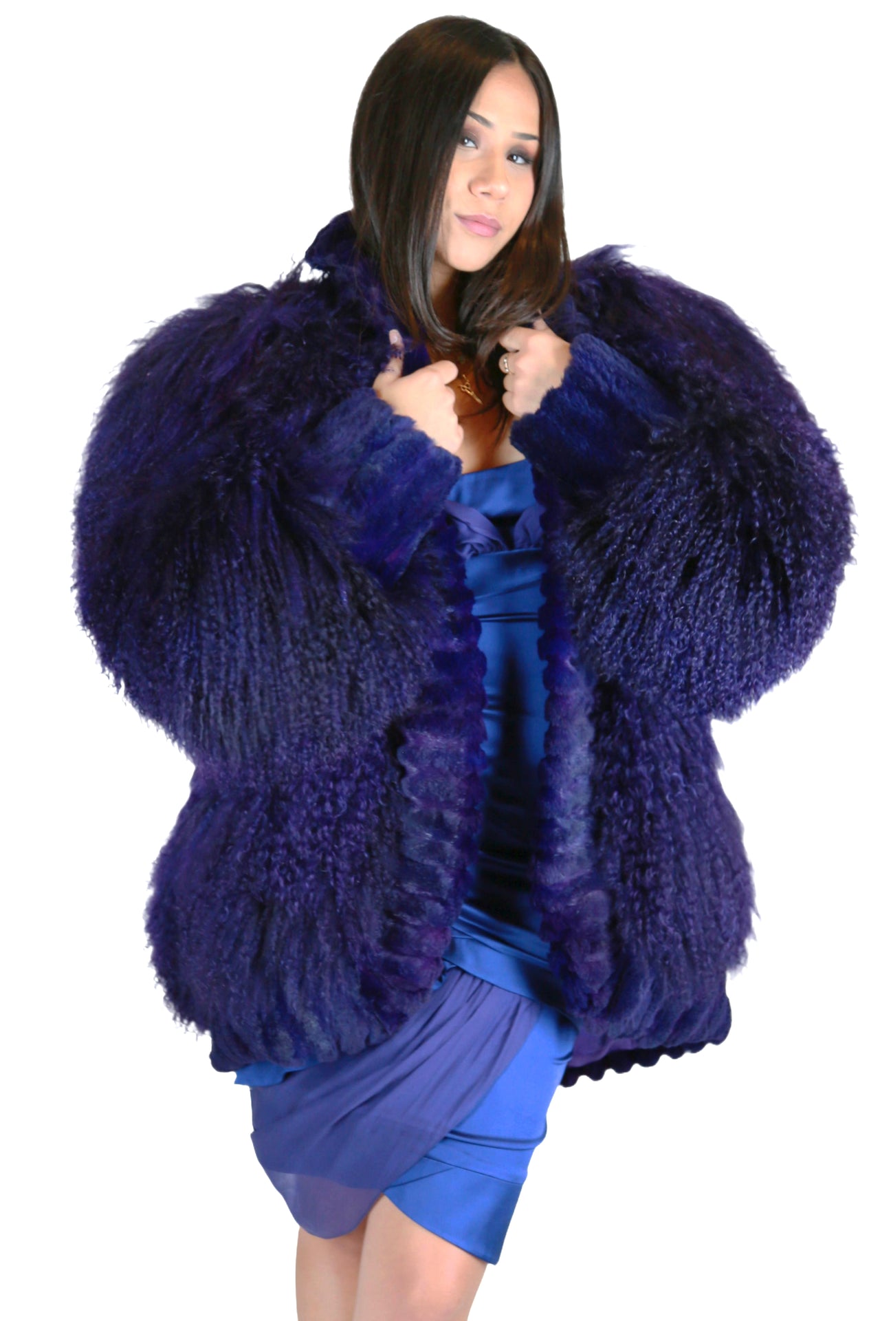 Purple Mongolian Fur Coat