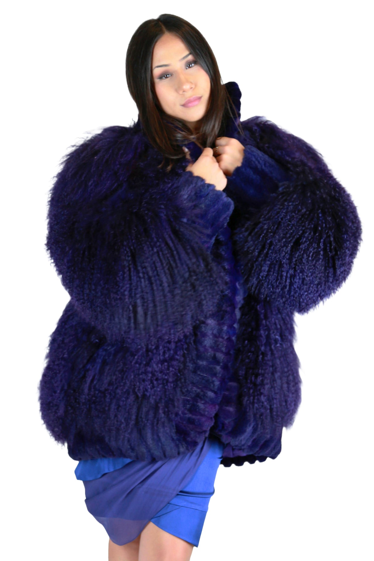 Purple Mongolian Fur Coat